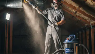 Technician cleaning air ducts for HVAC system in Rochester, NY home